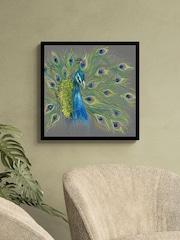 Artko Black Proud As A Peacock by Louise Luton Framed Art - Image 1 of 3