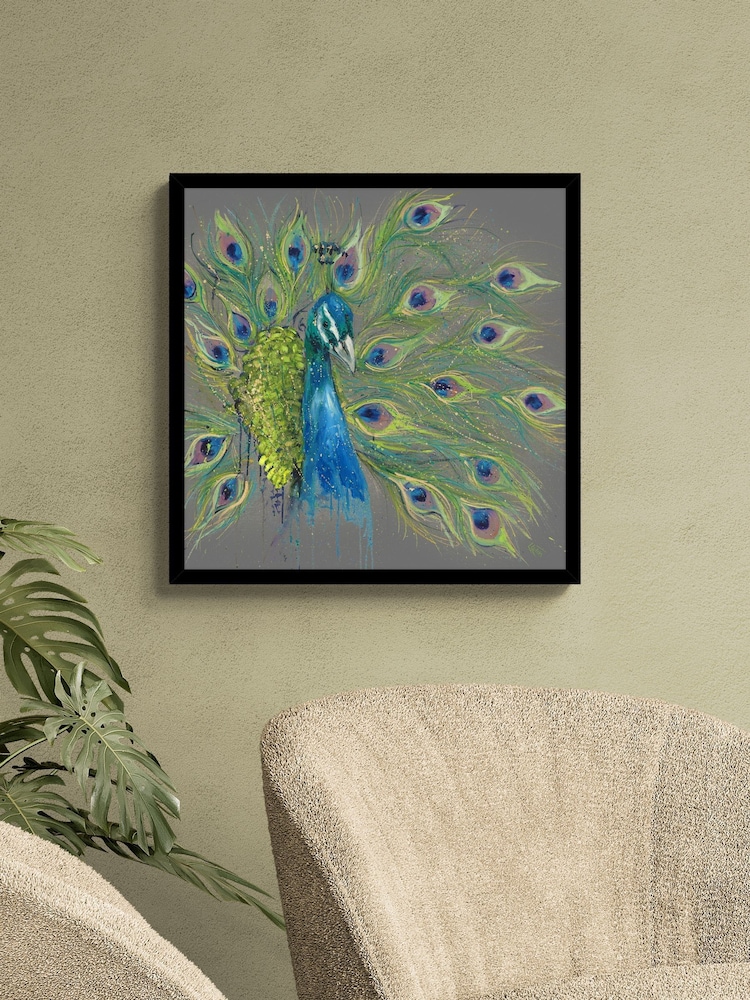 Artko Black Proud As A Peacock by Louise Luton Framed Art - Image 1 of 3