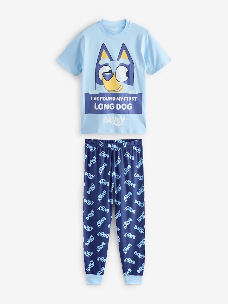 Character Blue Short Sleeve 100% Cotton Pyjamas Set - Image 1 of 14