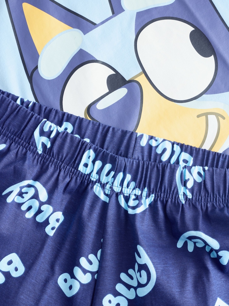 Character Blue Short Sleeve 100% Cotton Pyjamas Set - Image 10 of 14