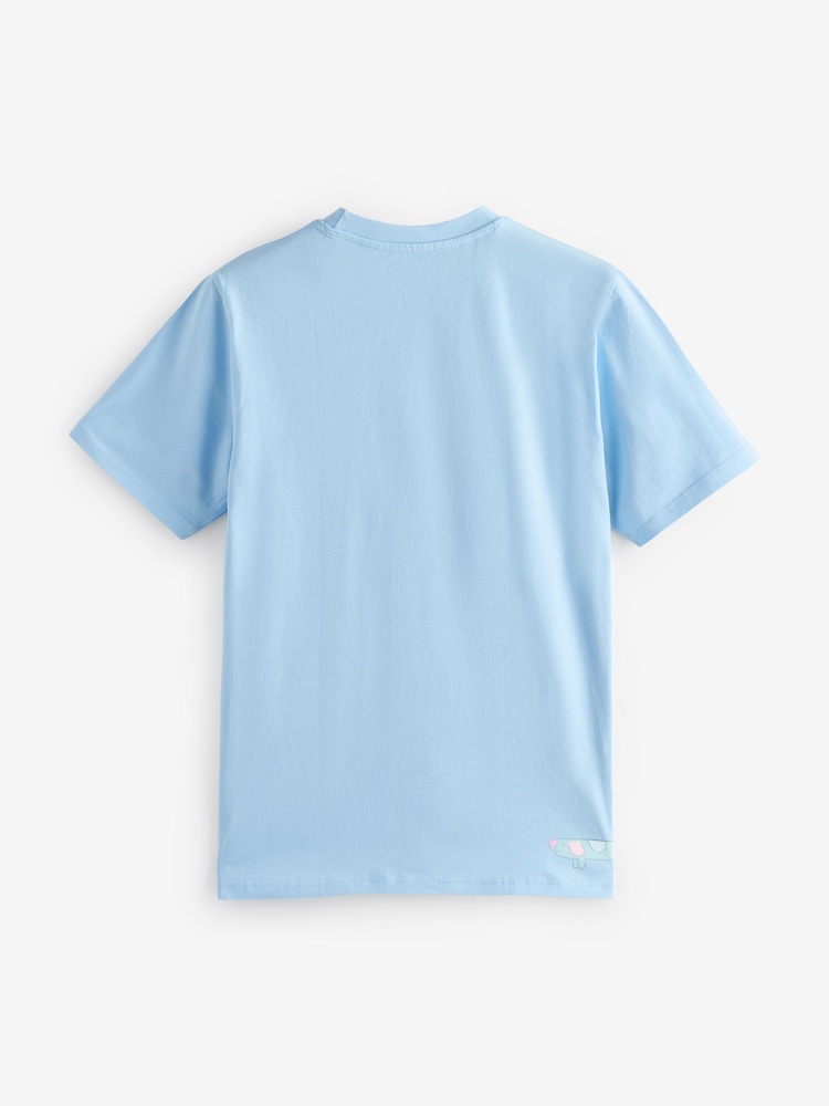 Character Blue Short Sleeve 100% Cotton Pyjamas Set - Image 4 of 14