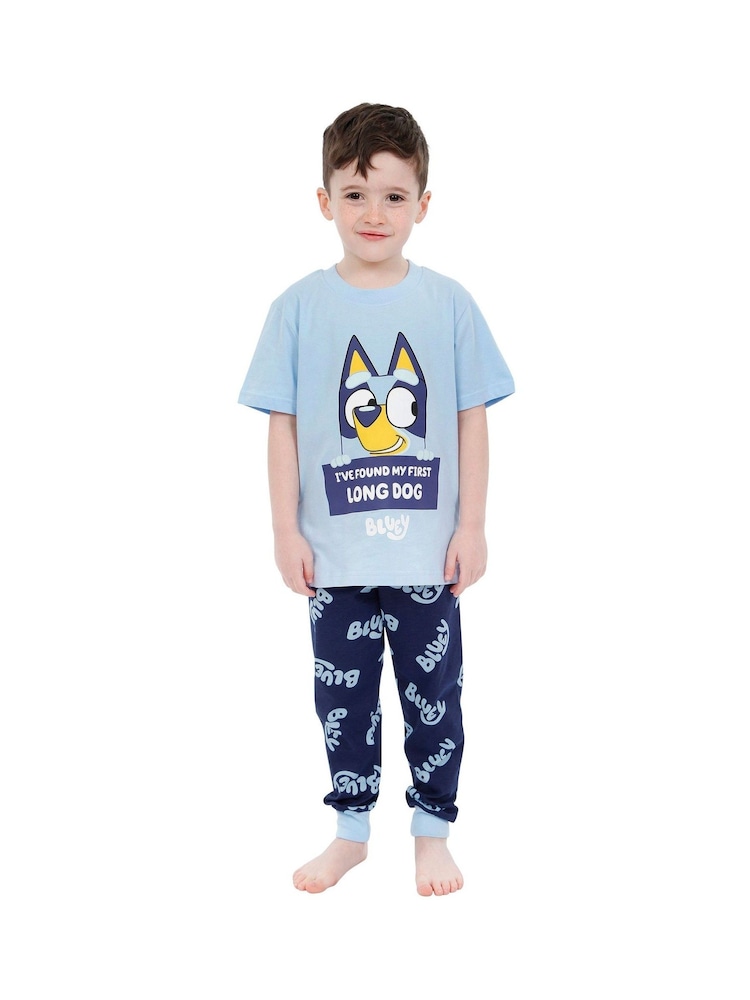 Character Blue Bluey Short Sleeve 100% Cotton Pyjamas Set - Image 1 of 12