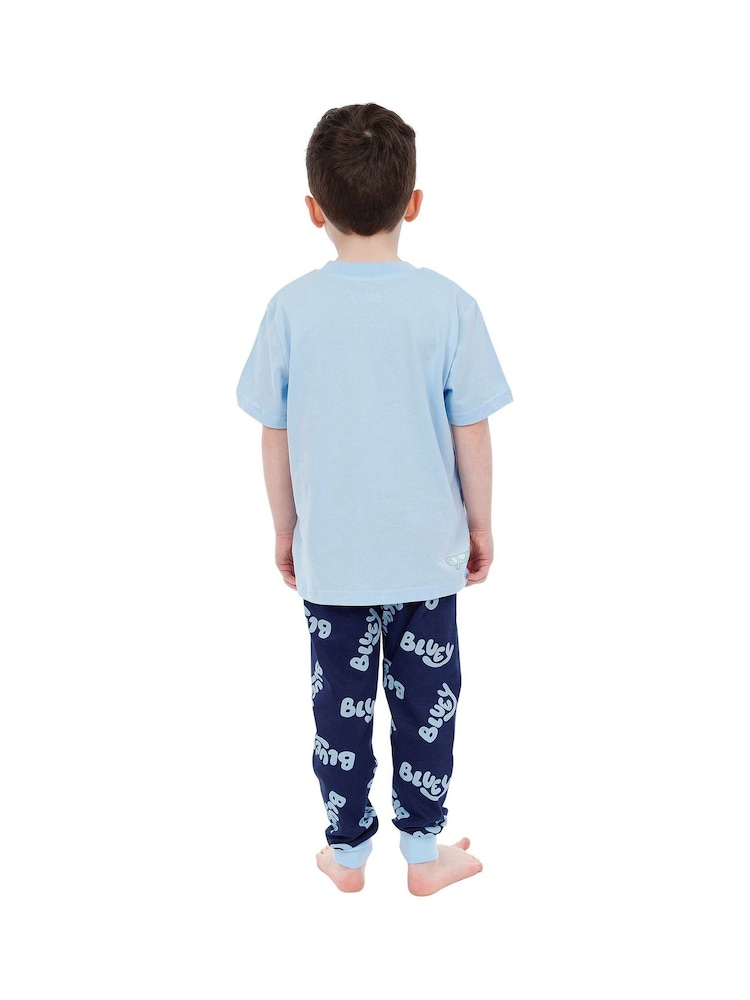 Character Blue Bluey Short Sleeve 100% Cotton Pyjamas Set - Image 2 of 12