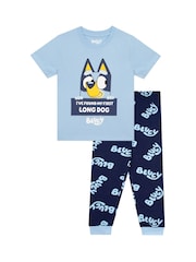 Character Blue Bluey Short Sleeve 100% Cotton Pyjamas Set - Image 4 of 12