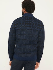 FatFace Navy Blanket Half Neck Knitted Jumper - Image 2 of 6