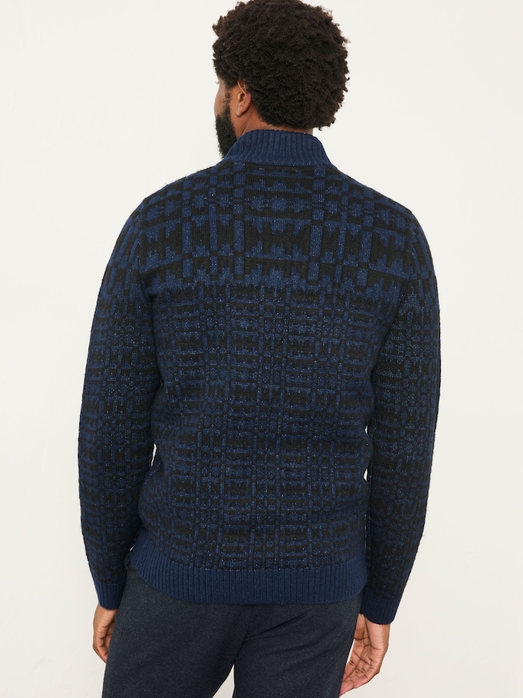 FatFace Navy Blanket Half Neck Knitted Jumper - Image 2 of 6 FatFace Navy Blanket Half Neck Knitted Jumper - Image 2 of 6