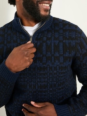 FatFace Navy Blanket Half Neck Knitted Jumper - Image 3 of 6