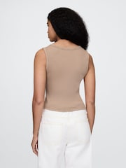 Gap Brown Ribbed Knit Cotton Stretch Scoop Vest - Image 2 of 4