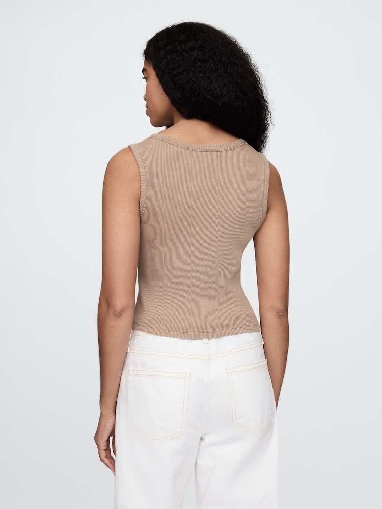 Gap Brown Ribbed Knit Cotton Stretch Scoop Vest - Image 2 of 4