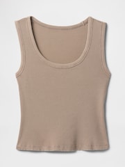 Gap Brown Ribbed Knit Cotton Stretch Scoop Vest - Image 4 of 4