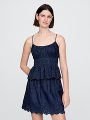 Gap Blue Denim Smocked Cami Top - Image 1 of 5