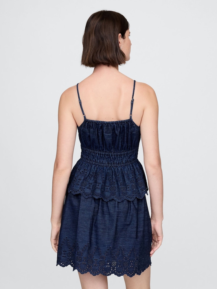 Gap Blue Denim Smocked Cami Top - Image 2 of 5