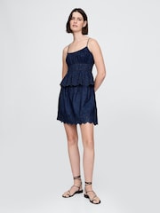 Gap Blue Denim Smocked Cami Top - Image 3 of 5