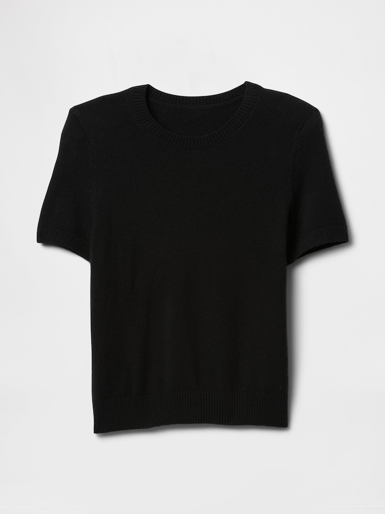 Gap Black CashSoft Short Sleeve Crew Neck Knit Top - Image 1 of 1