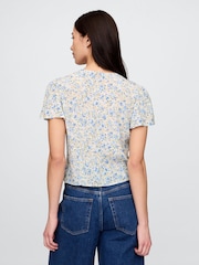 Gap Blue Crepe Flutter-Sleeve Top - Image 2 of 5