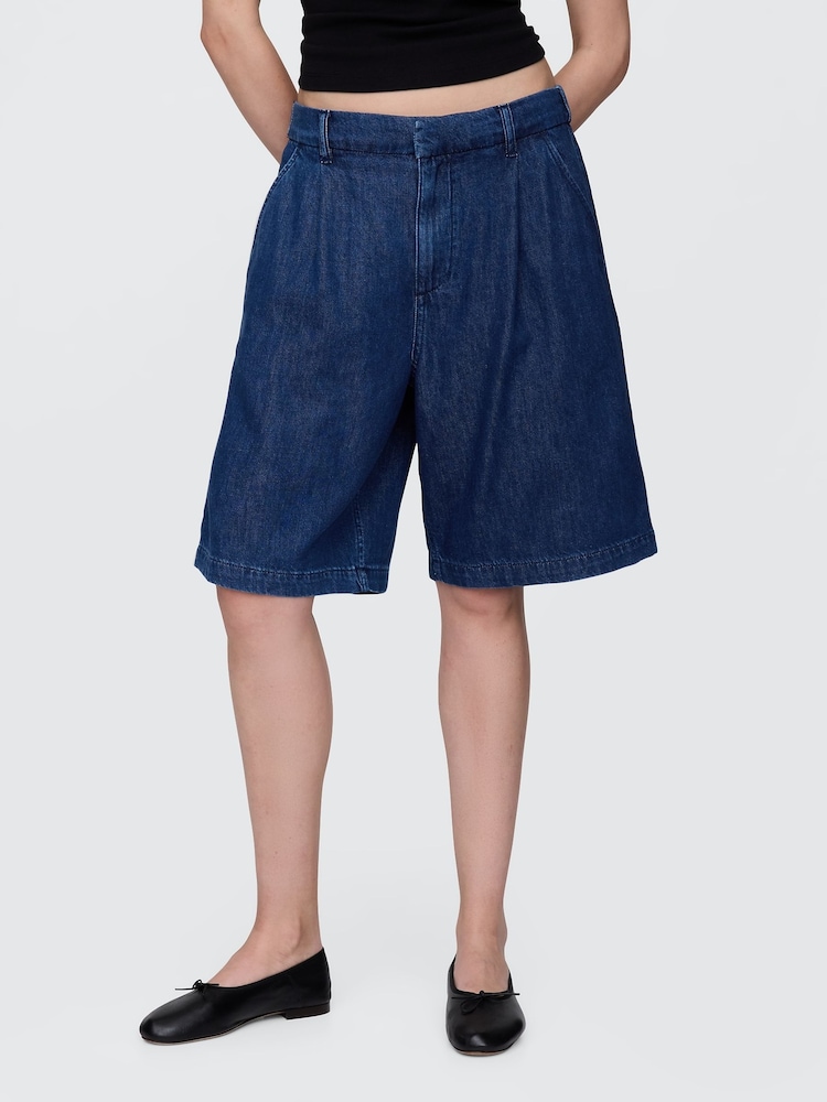Azul oscuro - Shorts de corte largo y tiro alto con diseño supersuave 365 de Gap - Imagen 1 de 5