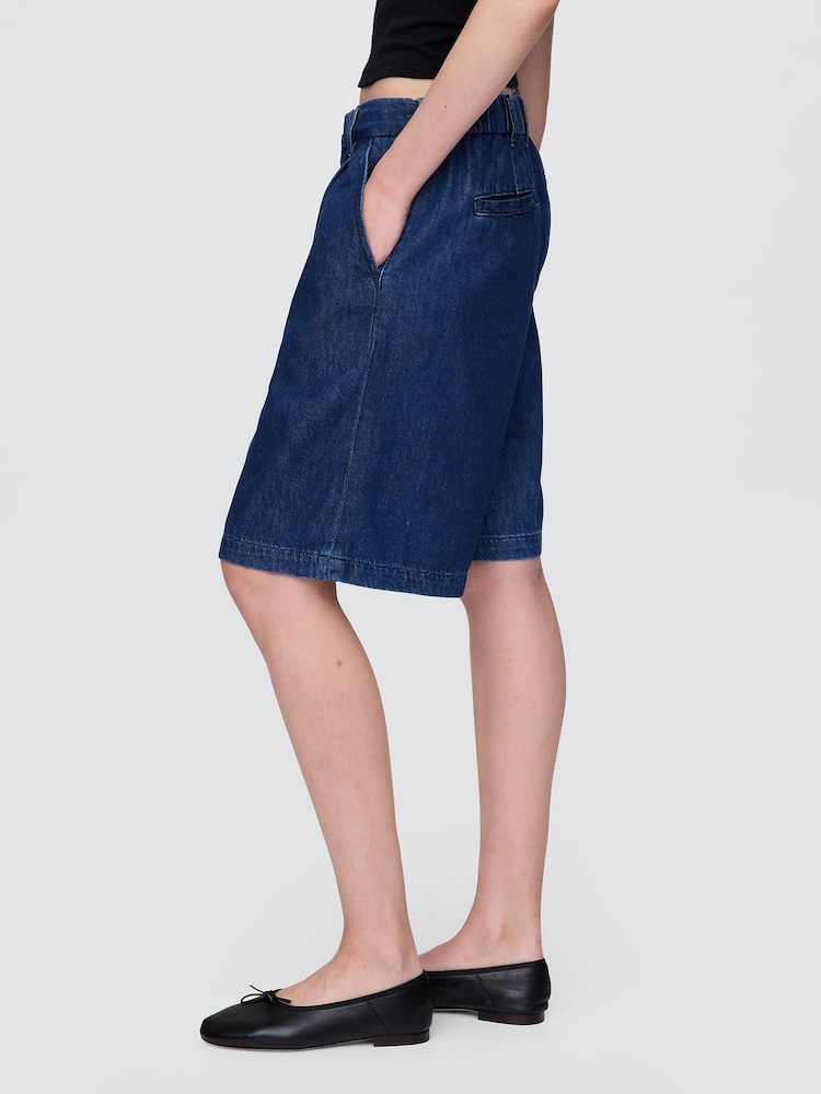 Gap Dark Blue 365 High Waisted UltraSoft Longline Trouser Shorts - Image 3 of 5
