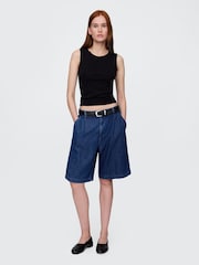 Azul oscuro - Shorts de corte largo y tiro alto con diseño supersuave 365 de Gap - Imagen 4 de 5
