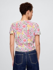 Gap White Floral Crepe Flutter-Sleeve Top - Image 2 of 5