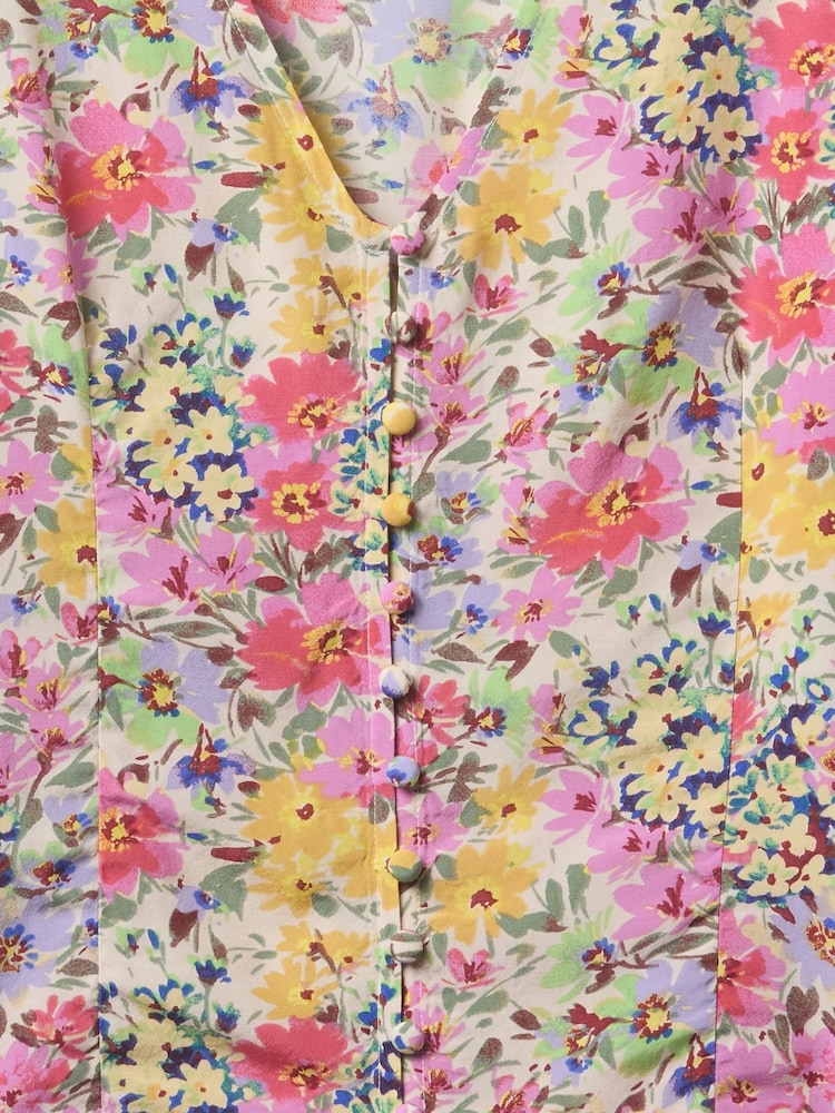 Gap White Floral Crepe Flutter-Sleeve Top - Image 5 of 5