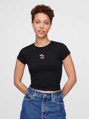 Negro con cereza - Camiseta gráfica recortada de Gap - Imagen 1 de 5