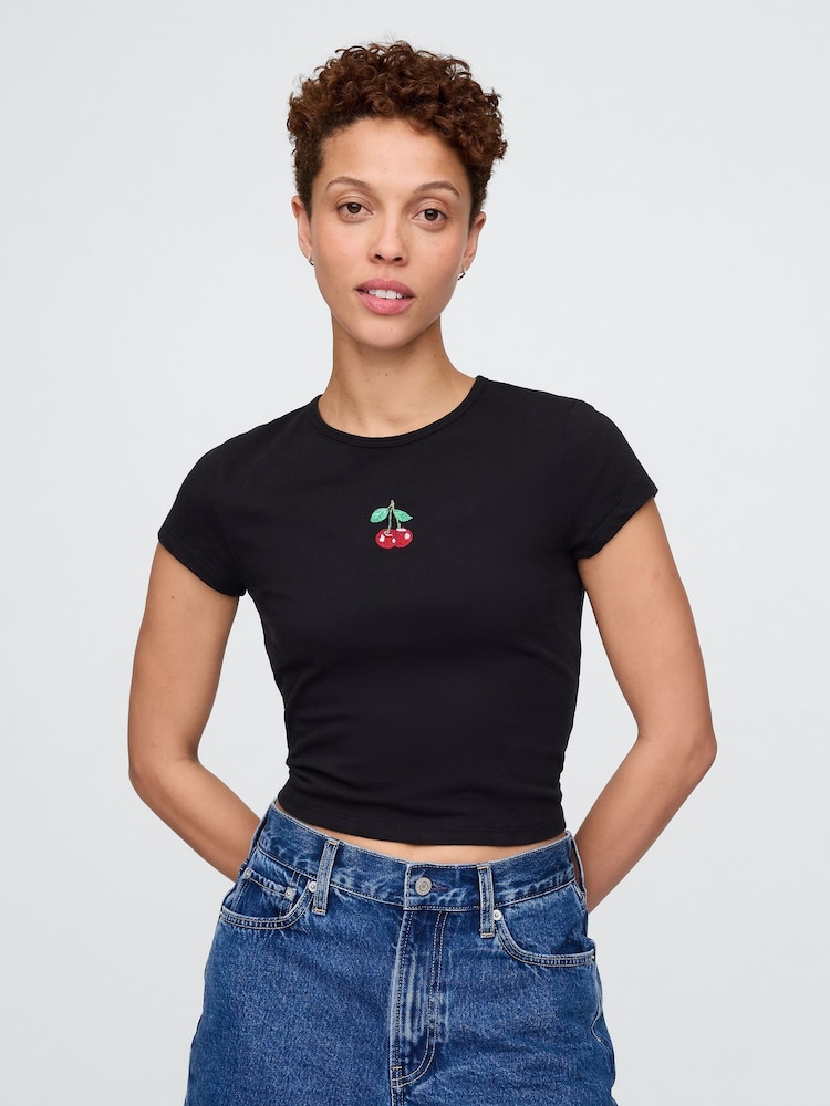 Negro con cereza - Camiseta gráfica recortada de Gap - Imagen 1 de 5