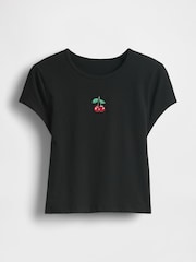 Negro con cereza - Camiseta gráfica recortada de Gap - Imagen 4 de 5