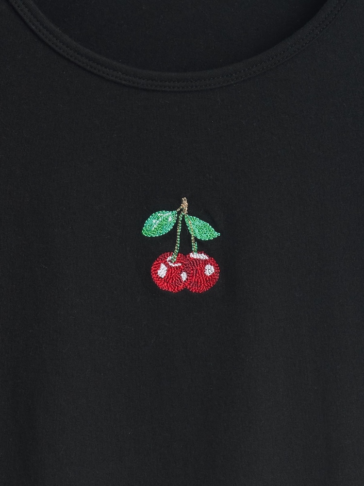 Negro con cereza - Camiseta gráfica recortada de Gap - Imagen 5 de 5