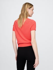 Gap Red CashSoft Short Sleeve Crew Neck Knit Top - Image 2 of 5