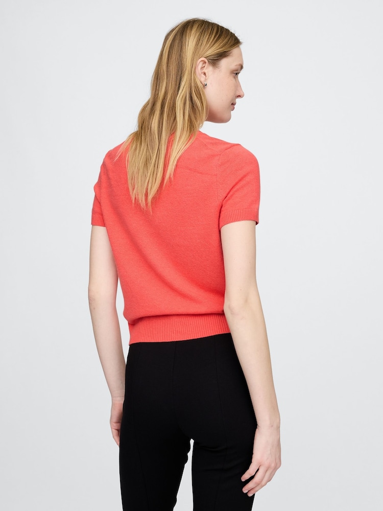 Gap Red CashSoft Short Sleeve Crew Neck Knit Top - Image 2 of 5