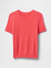 Gap Red CashSoft Short Sleeve Crew Neck Knit Top - Image 4 of 5