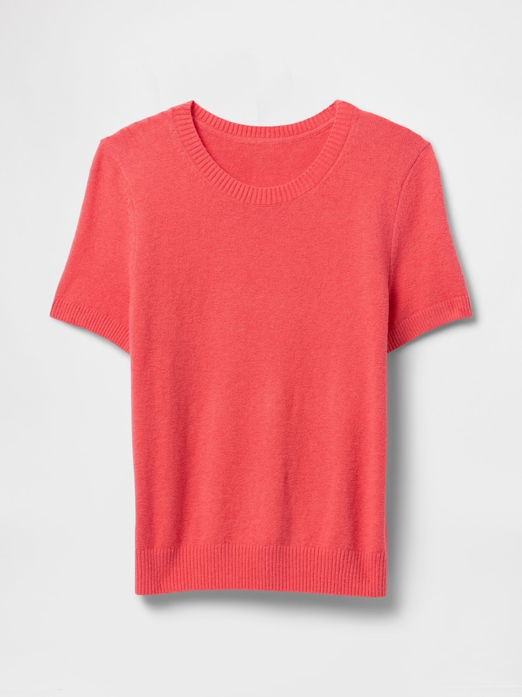 Gap Red CashSoft Short Sleeve Crew Neck Knit Top - Image 4 of 5