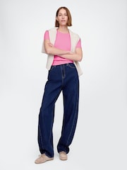Gap Pink CashSoft Short Sleeve Crew Neck Knit Top - Image 3 of 5