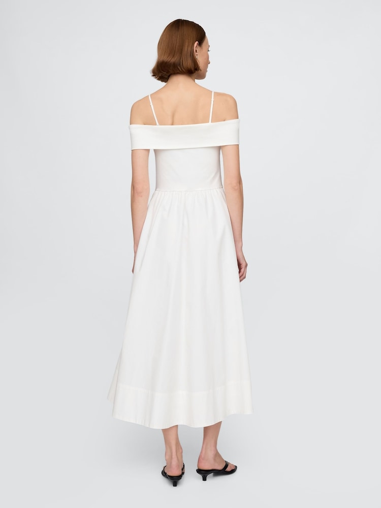 Белый - Gap Off-Shoulder Bardot Midi Dress - Image 2 of 5
