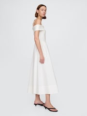 Белый - Gap Off-Shoulder Bardot Midi Dress - Image 3 of 5