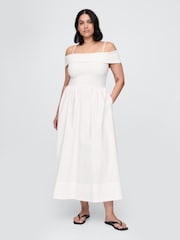 Белый - Gap Off-Shoulder Bardot Midi Dress - Image 4 of 5
