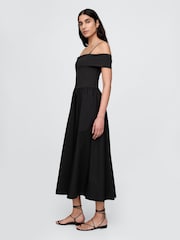 Черный - Gap Off-Shoulder Bardot Midi Dress - Image 3 of 5