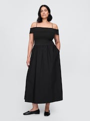 Черный - Gap Off-Shoulder Bardot Midi Dress - Image 4 of 5