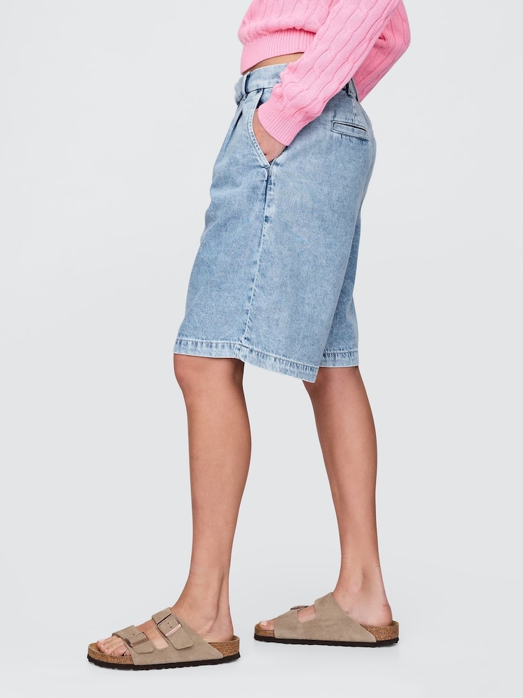 Gap Blue 365 High Waisted UltraSoft Longline Trouser Shorts - Image 3 of 5