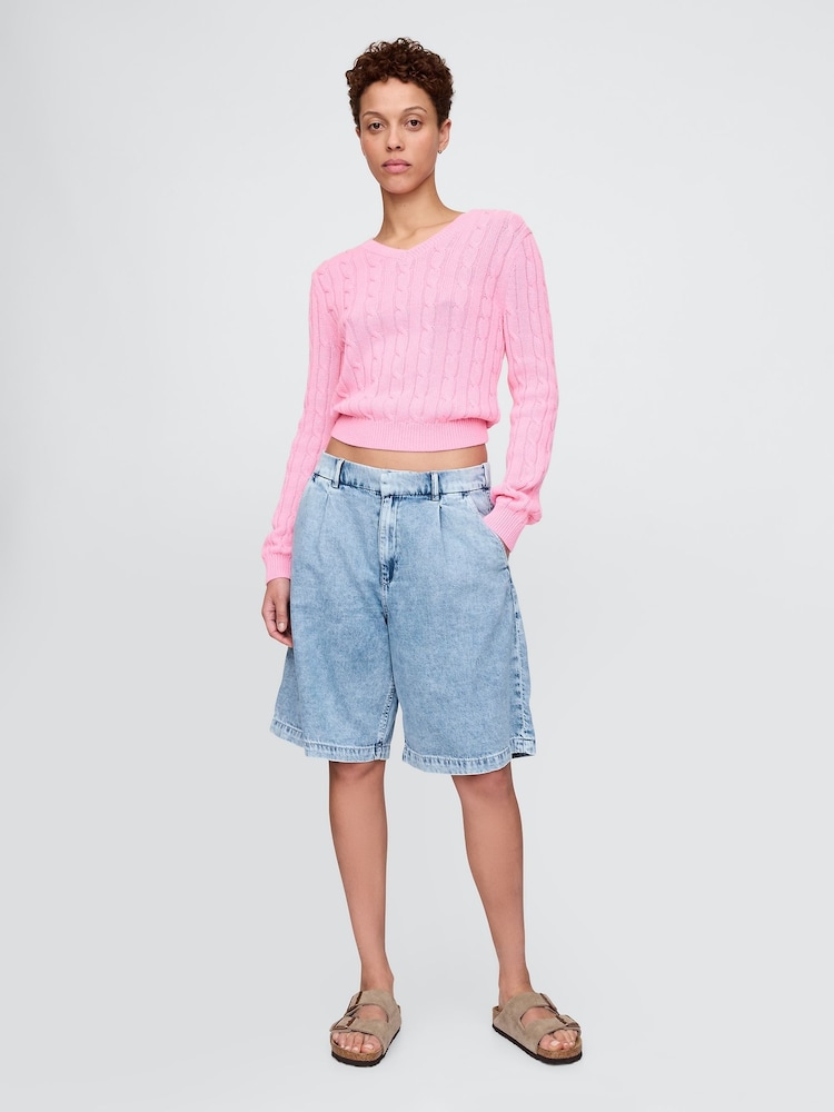Gap Blue 365 High Waisted UltraSoft Longline Trouser Shorts - Image 4 of 5
