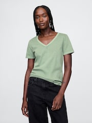 Gap Green V-Neck Vintage Short Sleeve T-Shirt - Image 1 of 4