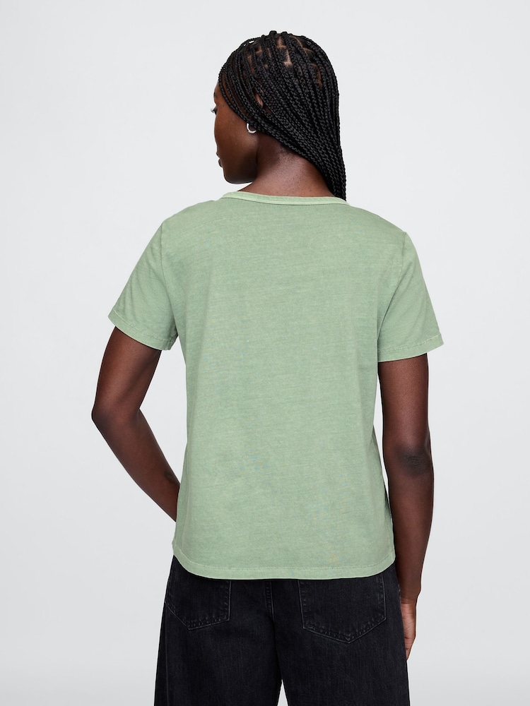 Gap Green V-Neck Vintage Short Sleeve T-Shirt - Image 2 of 4