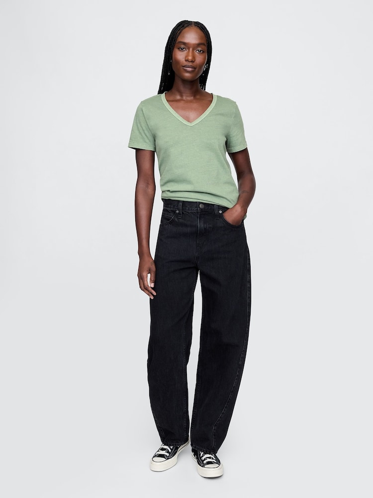 Gap Green V-Neck Vintage Short Sleeve T-Shirt - Image 3 of 4