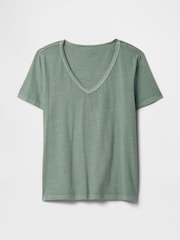 Gap Green V-Neck Vintage Short Sleeve T-Shirt - Image 4 of 4