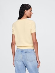 Gap Butter Yellow CashSoft Short Sleeve Crew Neck Knit Top - Image 2 of 5