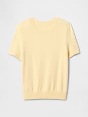 Gap Butter Yellow CashSoft Short Sleeve Crew Neck Knit Top - Image 4 of 5