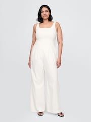 Gap White Heavyweight Linen-Blend Seamed Jumpsuit - Image 1 of 5