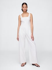 Gap White Heavyweight Linen-Blend Seamed Jumpsuit - Image 2 of 5
