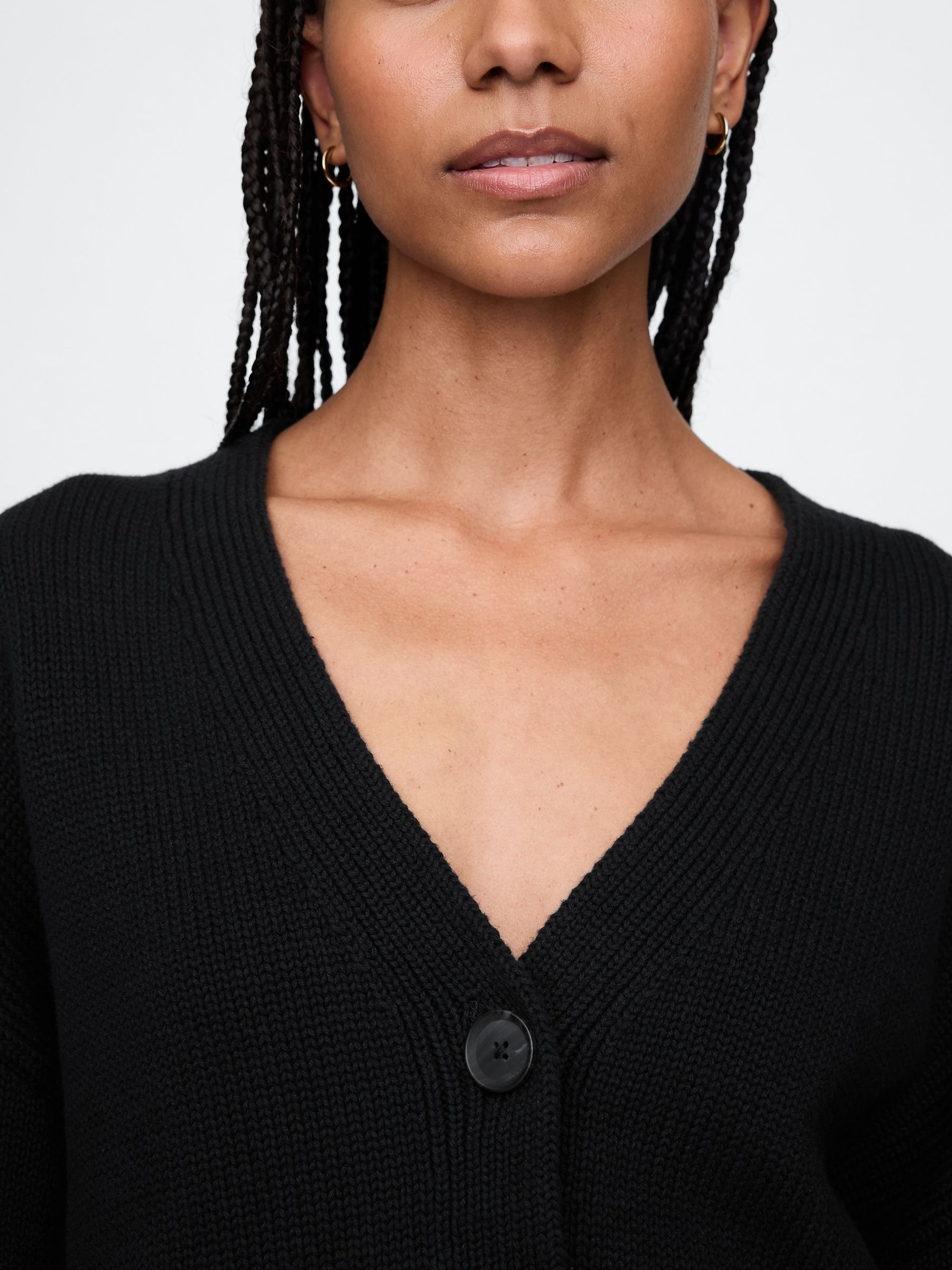 トップス THE CLE V-NECK CARDIGAN BLACK Buy Gap Black 100% Cotton V Neck Cropped Cardigan from the Next UK