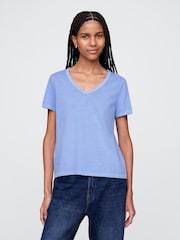 Gap Blue V-Neck Vintage Short Sleeve T-Shirt - Image 1 of 4